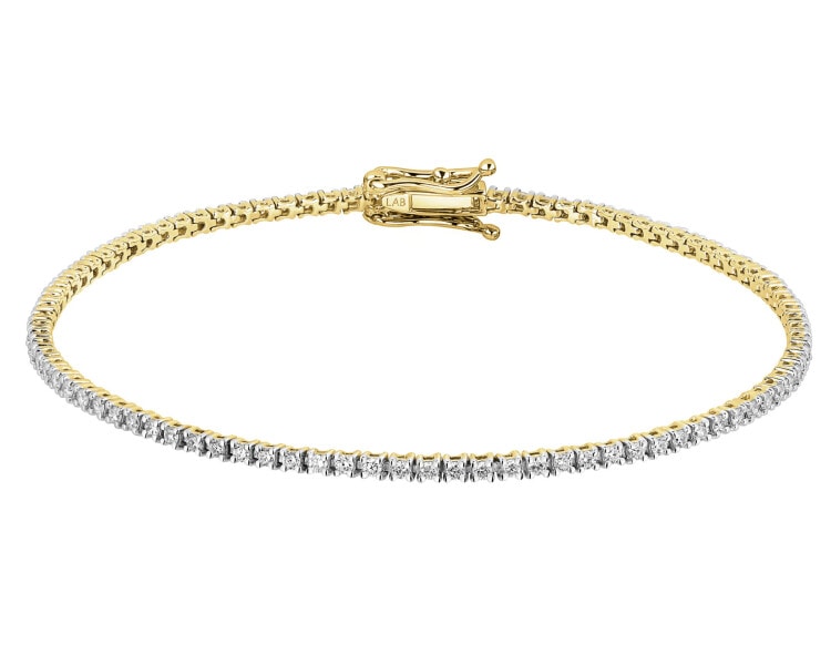 Bransoletka z żółtego złota z brylantami laboratoryjnymi - 19 cm - 1,17 ct - próba 585