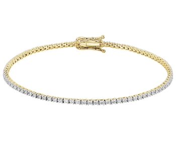 Bransoletka z żółtego złota z brylantami laboratoryjnymi - 19 cm - 1,17 ct - próba 585