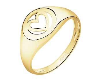Złoty pierścionek - sygnet - serce