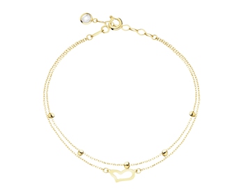 Złota bransoletka z cyrkoniami - serce