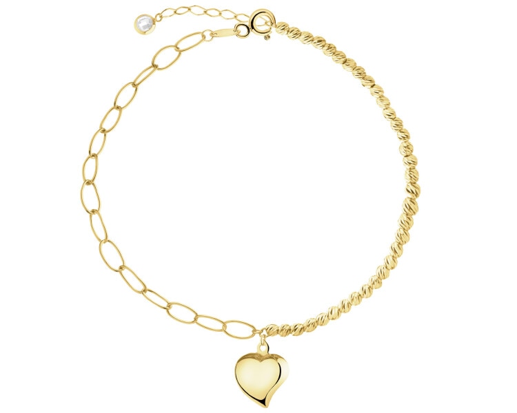 Złota bransoletka z cyrkonią - serce