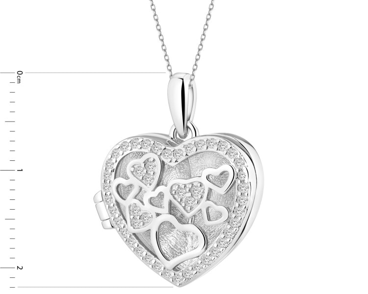 Zawieszka srebrna z cyrkoniami - puzderko - Kochanej Babci, serce