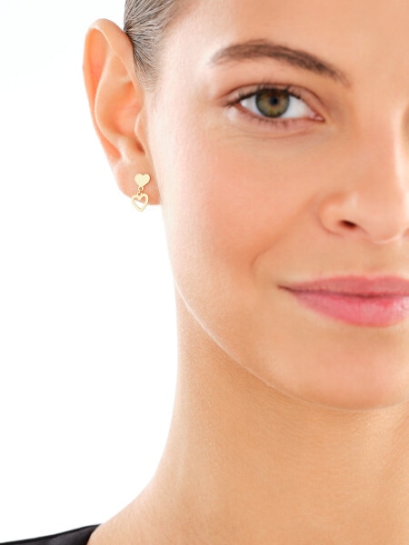 Pozlacené stříbrné náušnice - srdce