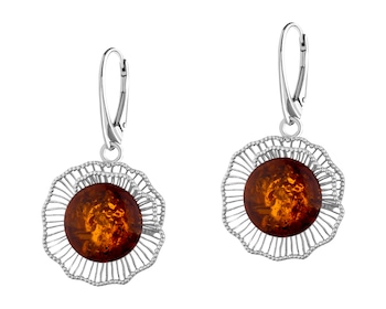 Kolczyki srebrne z bursztynem