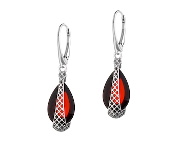 Kolczyki srebrne z bursztynem