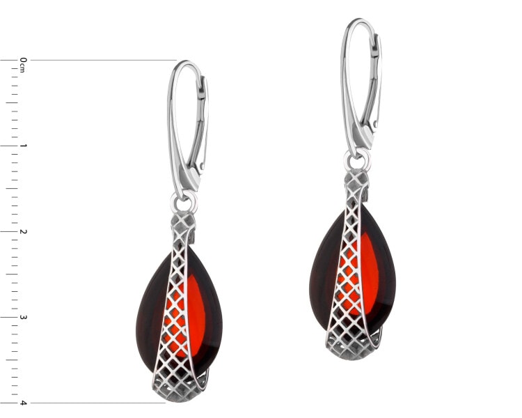 Kolczyki srebrne z bursztynem