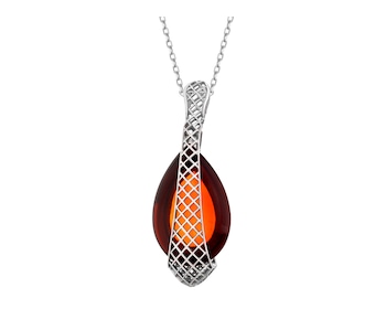 Zawieszka srebrna z bursztynem