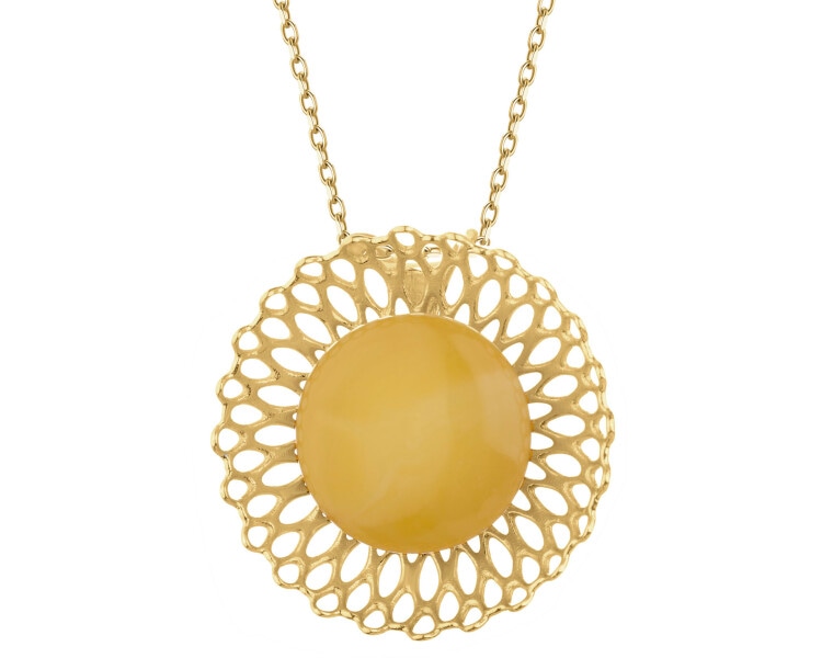 Zawieszka srebrna z bursztynem - rozeta