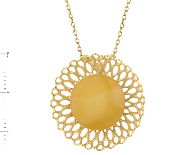 Zawieszka srebrna z bursztynem - rozeta