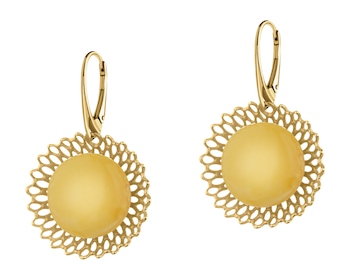 Kolczyki srebrne z bursztynem - rozety