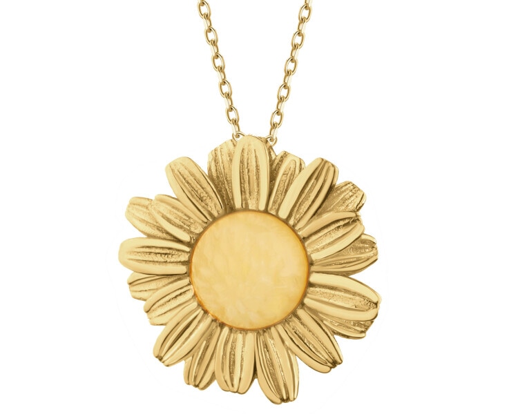 Zawieszka srebrna z bursztynem - kwiat