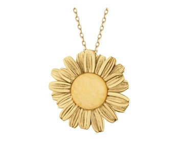 Zawieszka srebrna z bursztynem - kwiat