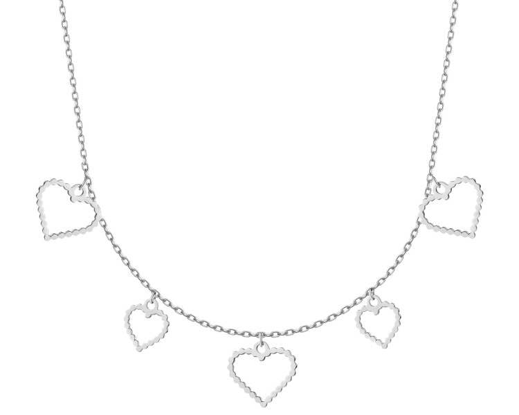 Naszyjnik srebrny - serca