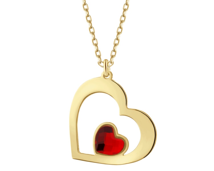 Naszyjnik srebrny ze szlifowanym szkłem - serca