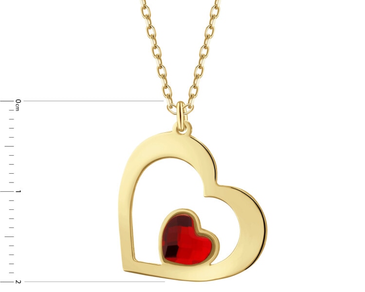 Naszyjnik srebrny ze szlifowanym szkłem - serca