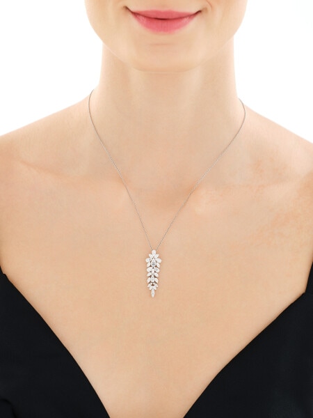 Stříbrný přívěsek se zirkony - listy