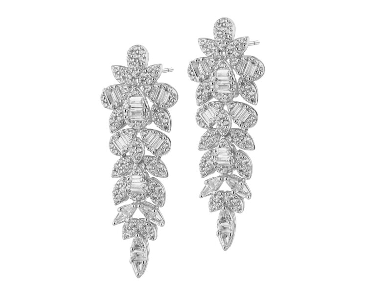 Kolczyki srebrne z cyrkoniami - liście