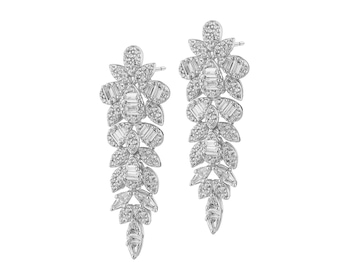 Kolczyki srebrne z cyrkoniami - liście