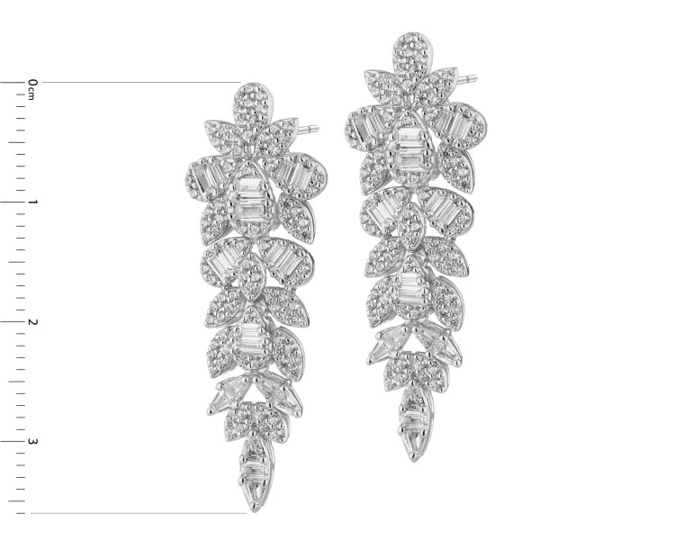 Kolczyki srebrne z cyrkoniami - liście