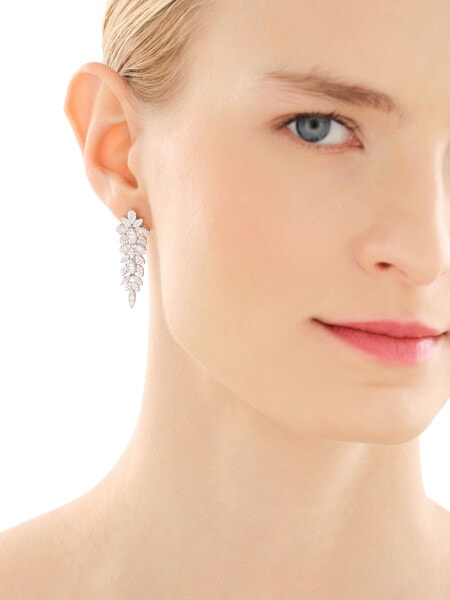 Stříbrné náušnice se zirkony - listy