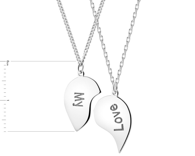 Srebrne naszyjniki dla par - serce, love