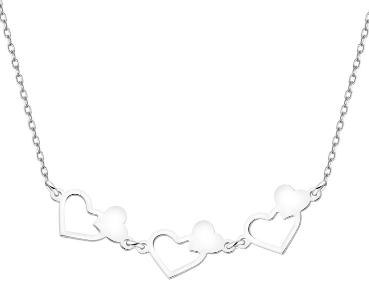Naszyjnik srebrny - serca