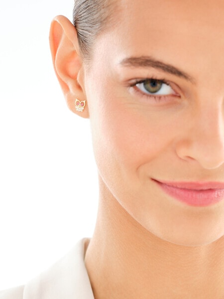 Zlaté náušnice a přívěsek se zirkony - souprava - sovy