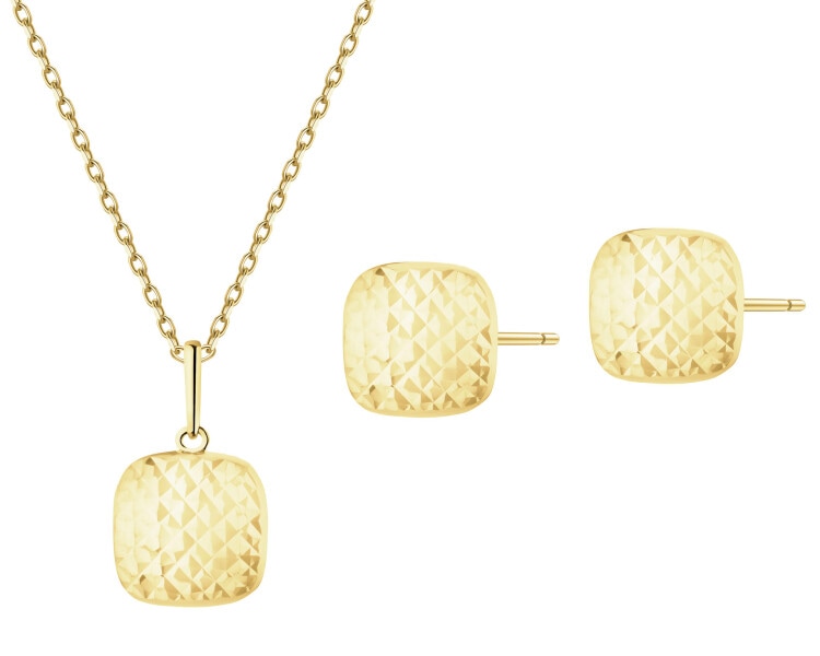 Złote kolczyki i zawieszka - komplet