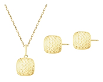 Złote kolczyki i zawieszka - komplet