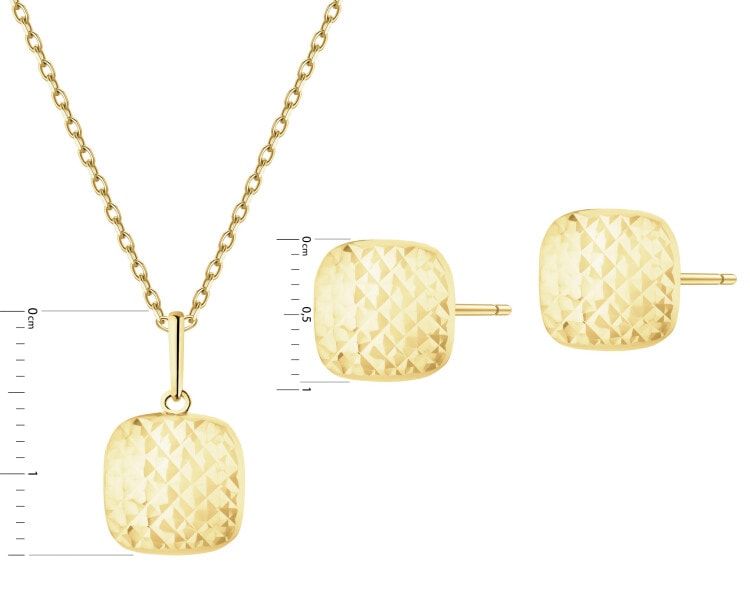 Złote kolczyki i zawieszka - komplet