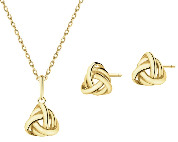 Złote kolczyki i zawieszka - komplet