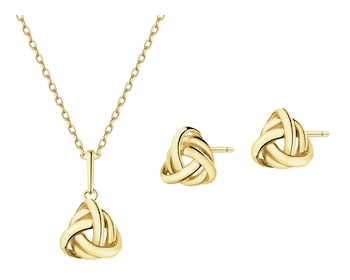 Złote kolczyki i zawieszka - komplet