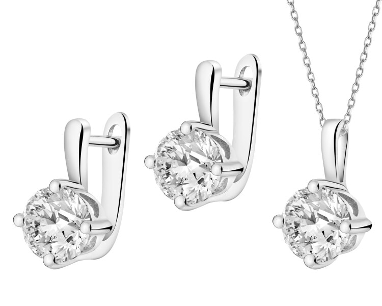 Srebrne kolczyki i zawieszka z cyrkoniami