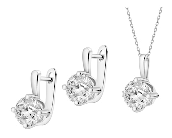Srebrne kolczyki i zawieszka z cyrkoniami