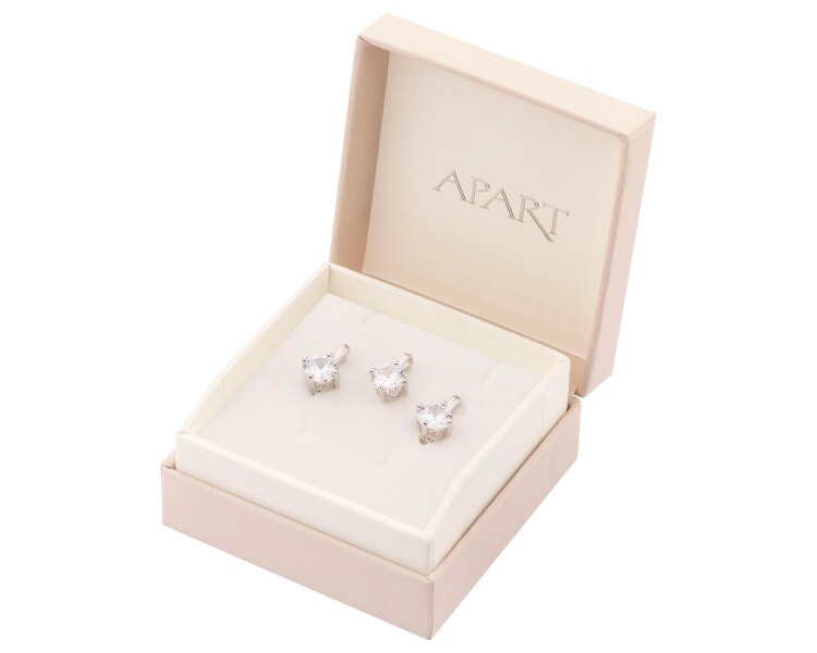 Srebrne kolczyki i zawieszka z cyrkoniami