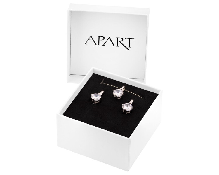 Srebrne kolczyki i zawieszka z cyrkoniami