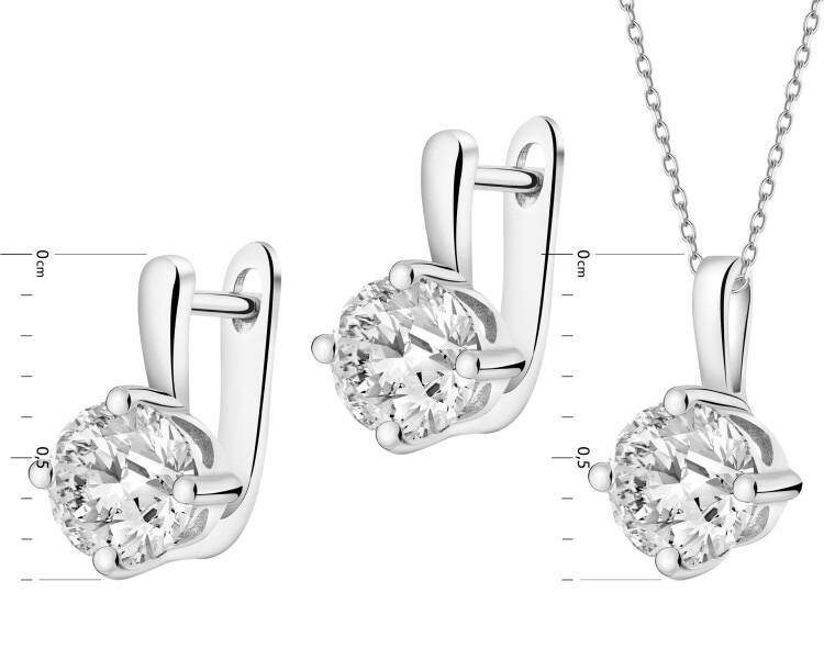 Srebrne kolczyki i zawieszka z cyrkoniami