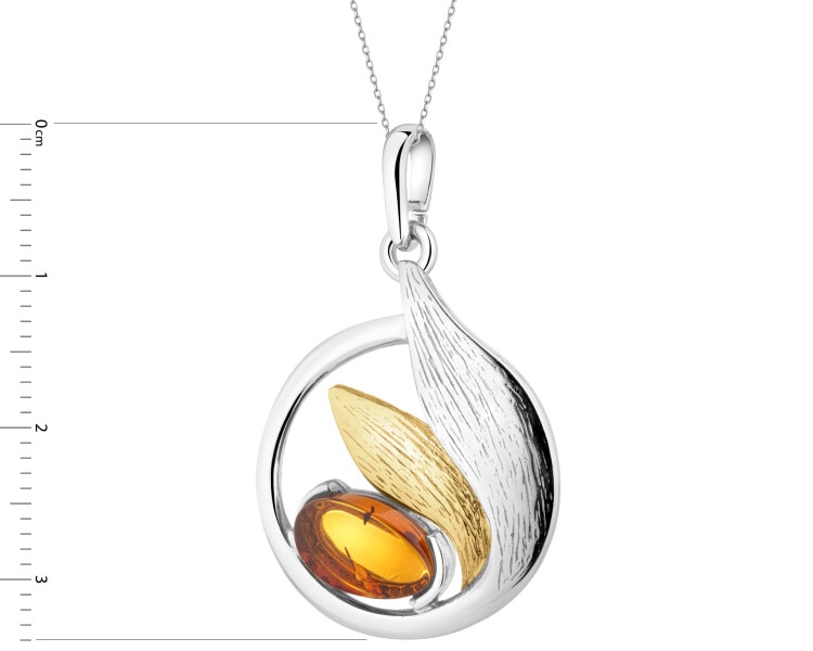 Zawieszka srebrna z bursztynem