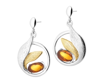 Kolczyki srebrne z bursztynem