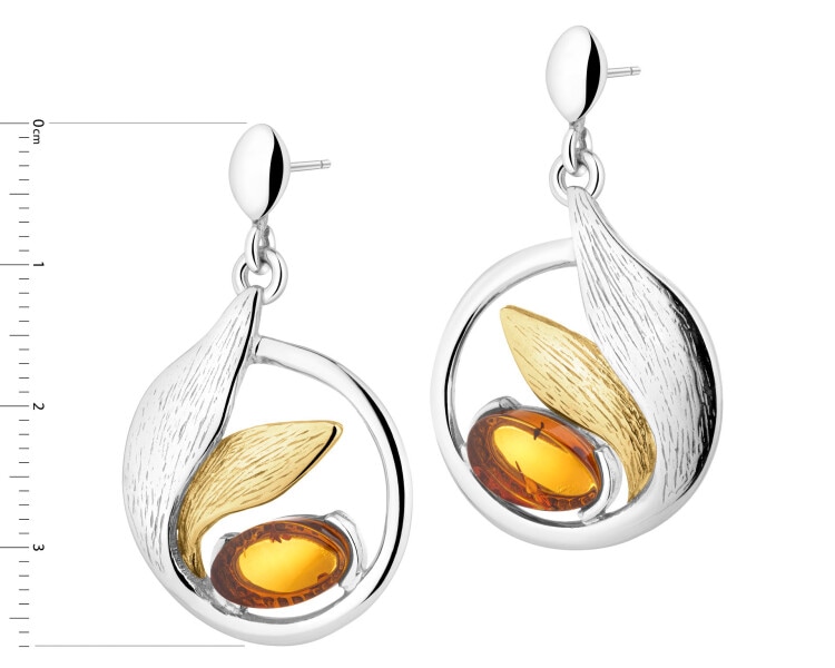 Kolczyki srebrne z bursztynem