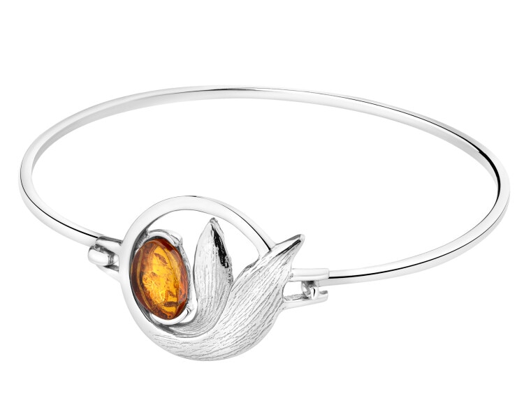 Bransoletka srebrna z bursztynem