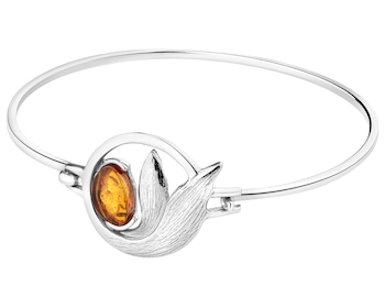 Bransoletka srebrna z bursztynem