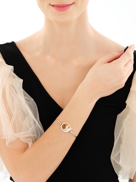 Stříbrný náramek s jantarem