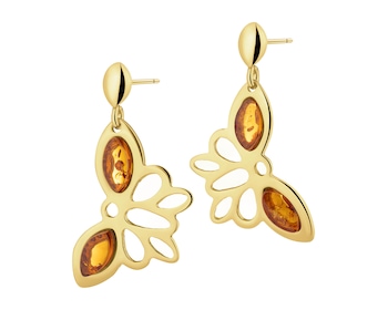 Kolczyki srebrne z bursztynem - motyle