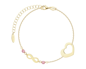 Bransoletka srebrna z cyrkoniami - serce, nieskończoność