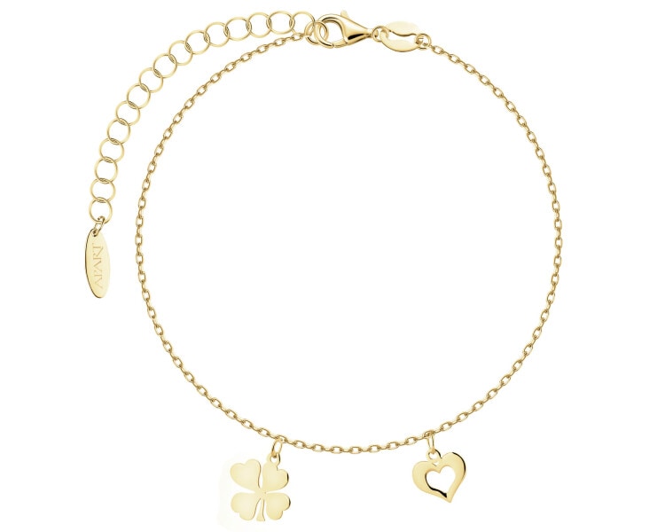 Bransoletka srebrna - koniczyna, serce