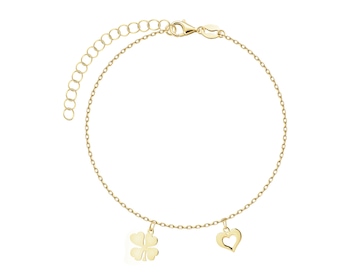 Bransoletka srebrna - koniczyna, serce