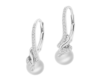 Kolczyki srebrne z perłami i cyrkoniami