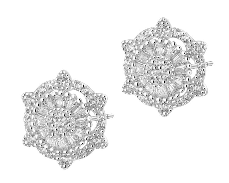 Kolczyki srebrne z cyrkoniami - rozety