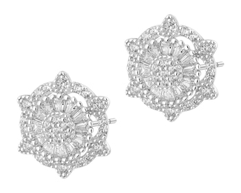 Kolczyki srebrne z cyrkoniami - rozety